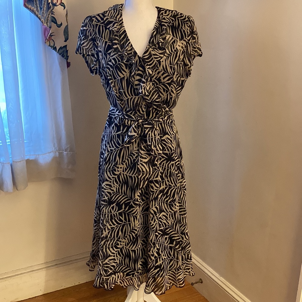 JBS 2 Piece Fern Patterned Dress with Belt